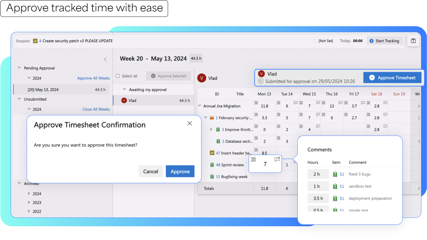 screenshot of 7pace Timetracker